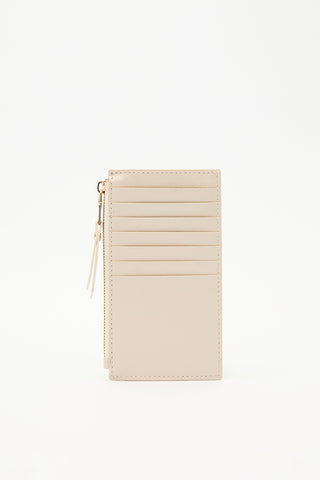 Zip Closure Cardholder Beige