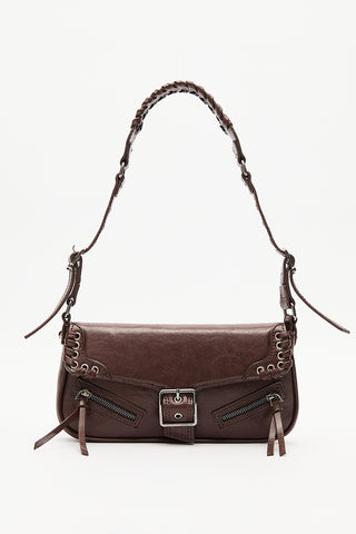 Buckle Detail Shoulder Bag Brown