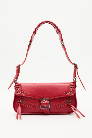Buckle Detail Shoulder Bag Red