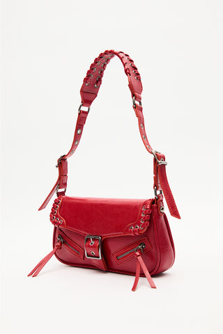 Buckle Detail Shoulder Bag Red