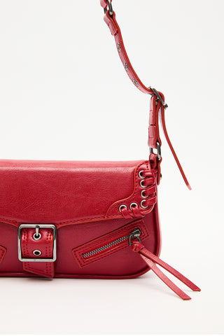 Buckle Detail Shoulder Bag Red