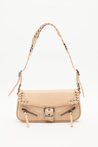 Buckle Detail Shoulder Bag Nude