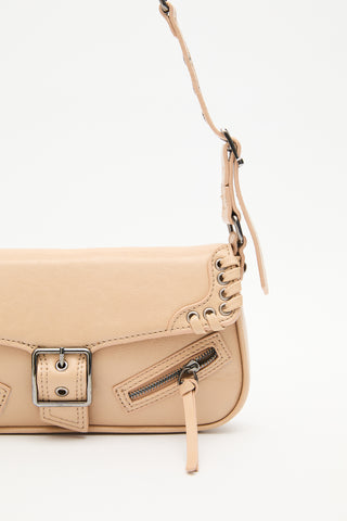 Buckle Detail Shoulder Bag Nude