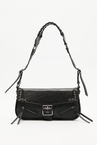 Buckle Detail Shoulder Bag Black