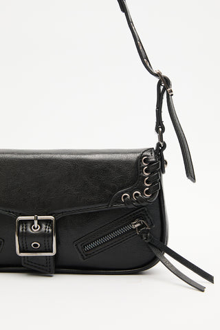Buckle Detail Shoulder Bag Black