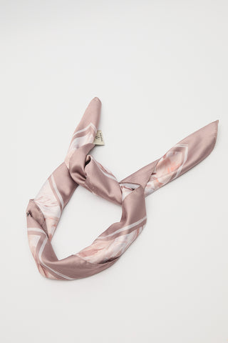 Patterned Satin Scarf Sofia Beige