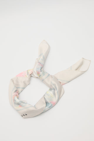 Patterned Satin Scarf Sofia Green