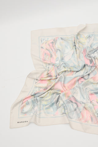 Patterned Satin Scarf Sofia Green