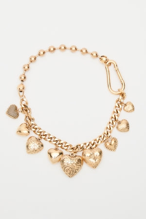 Heart Charm Chain Necklace Gold