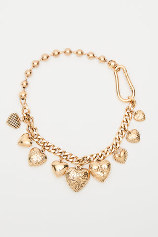 Heart Charm Chain Necklace Gold