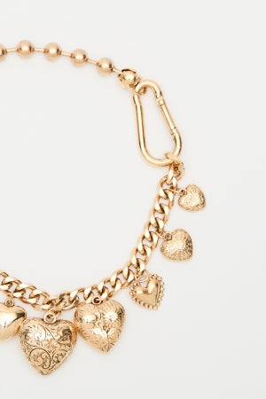 Heart Charm Chain Necklace Gold
