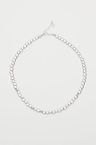 Delicate Beaded Necklace Silver