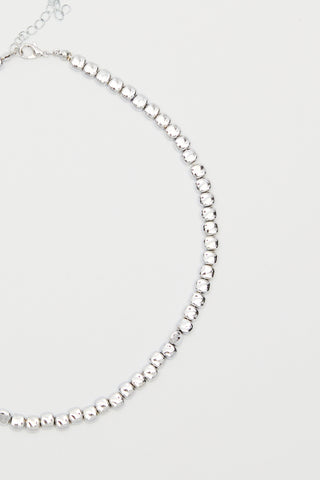 Delicate Beaded Necklace Silver