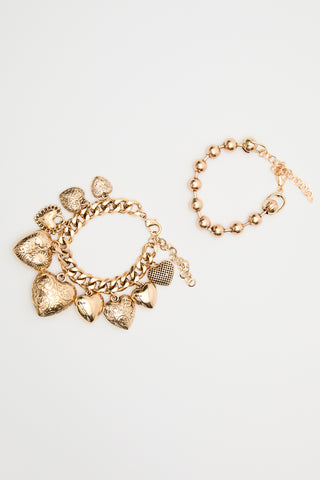 Heart Charm Bracelet Gold