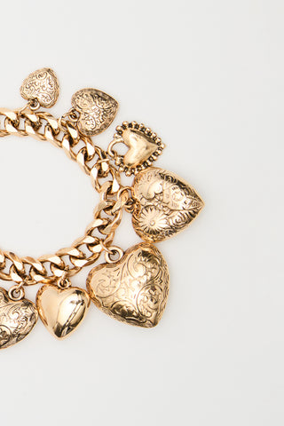 Heart Charm Bracelet Gold