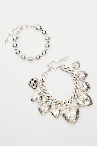 Heart Charm Bracelet Silver