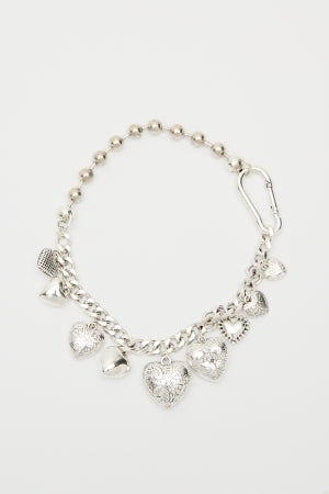 Heart Charm Chain Necklace Silver