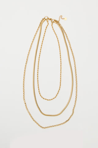 Trio Chain Necklace Gold