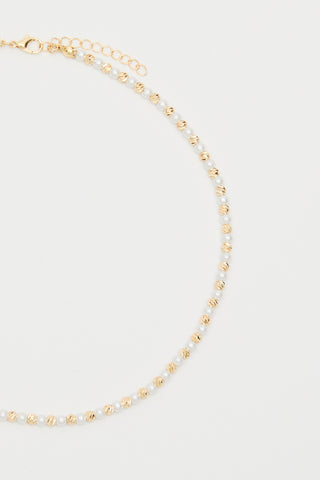 Shimmer Pearl Necklace Gold