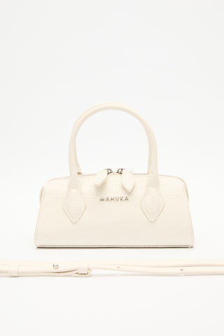 Textured Faux Leather Mini Bag Ecru