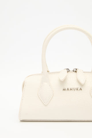 Textured Faux Leather Mini Bag Ecru