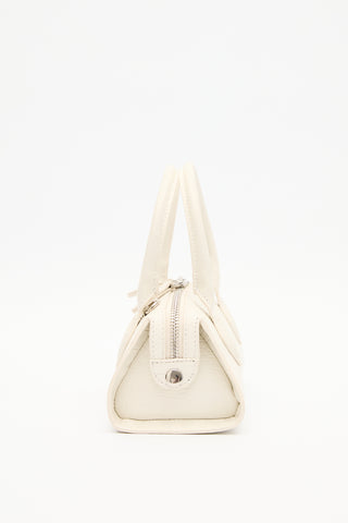 Textured Faux Leather Mini Bag Ecru