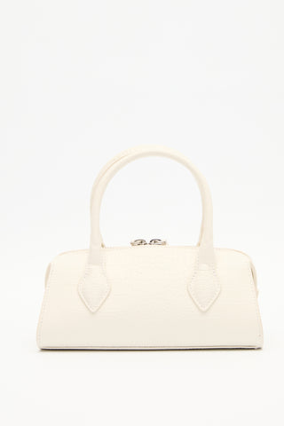 Textured Faux Leather Mini Bag Ecru