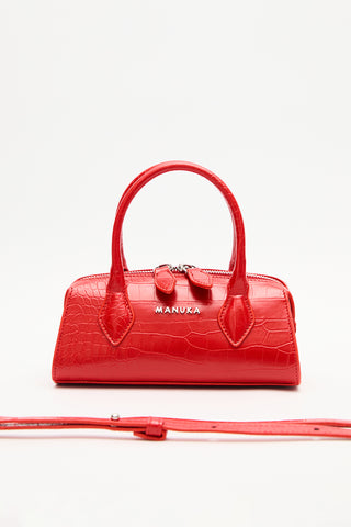Textured Faux Leather Mini Bag Red