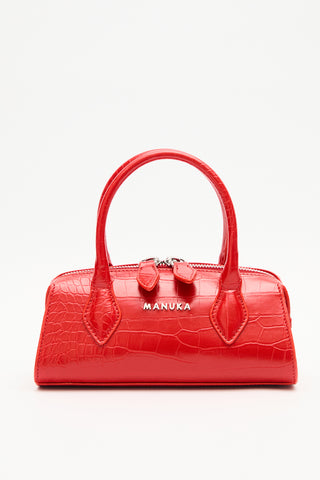 Textured Faux Leather Mini Bag Red