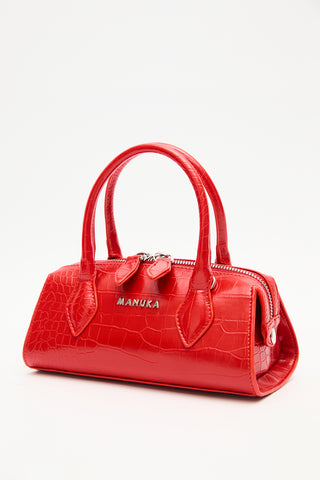 Textured Faux Leather Mini Bag Red