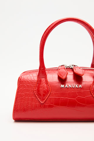 Textured Faux Leather Mini Bag Red
