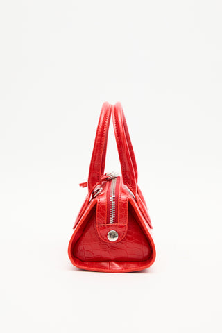 Textured Faux Leather Mini Bag Red