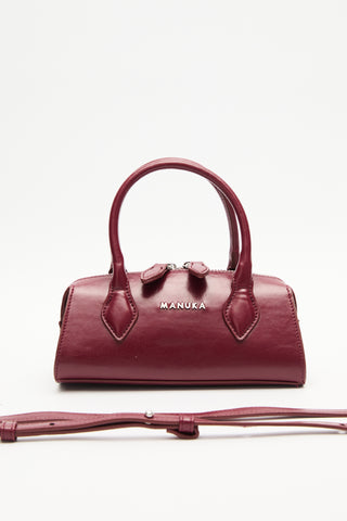 Leather Polo Mini Bag Burgundy