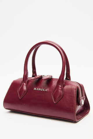 Leather Polo Mini Bag Burgundy