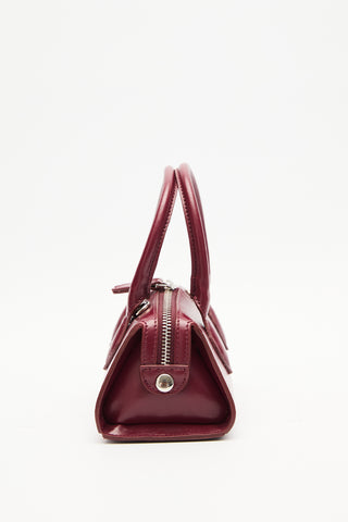 Leather Polo Mini Bag Burgundy