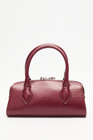 Leather Polo Mini Bag Burgundy