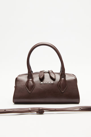 Leather Polo Mini Bag Brown