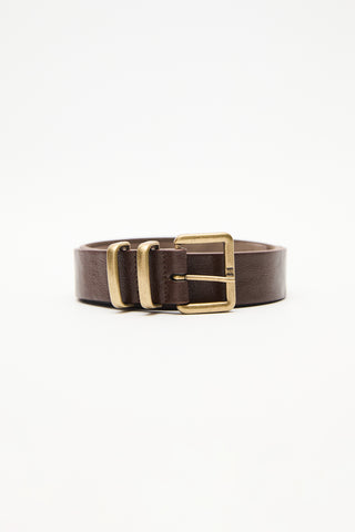 Square Metal Buckle Belt Brown