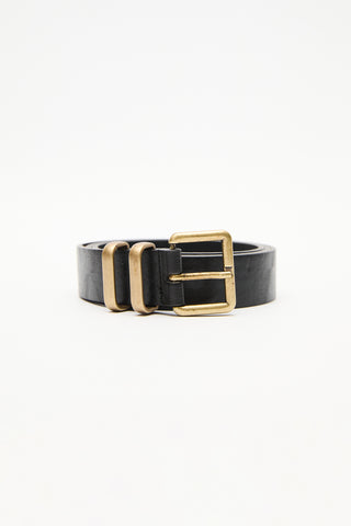 Square Metal Buckle Belt Black