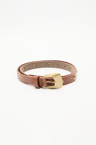 Studded Antique Buckle Belt Camel