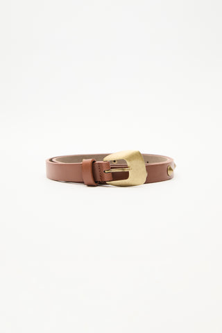 Studded Antique Buckle Belt Camel