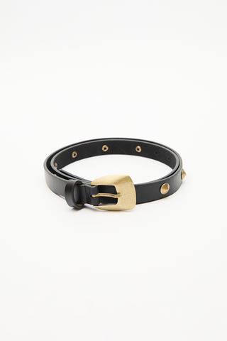 Studded Antique Buckle Belt Black