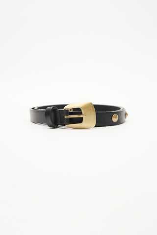 Studded Antique Buckle Belt Black