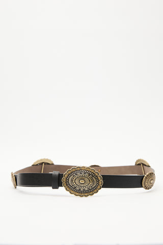 Embossed Buckle Belt Black