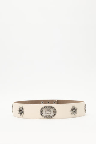 Patterned Buckle Corset Belt Ecru