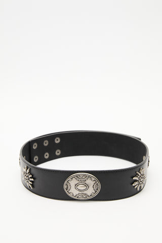 Patterned Buckle Corset Belt Black