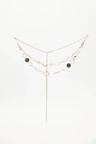 Ring-Detail Chain Belt Silver