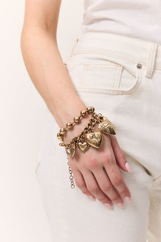 Heart Charm Bracelet Gold