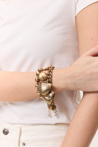 Heart Charm Bracelet Gold