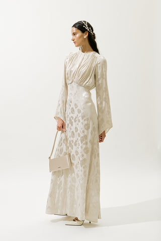 Jacquard Satin Evening Dress Vanilla